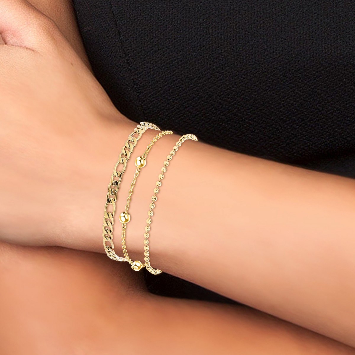 Lot de 3 bracelets SC Bohème en Acier Finement doré