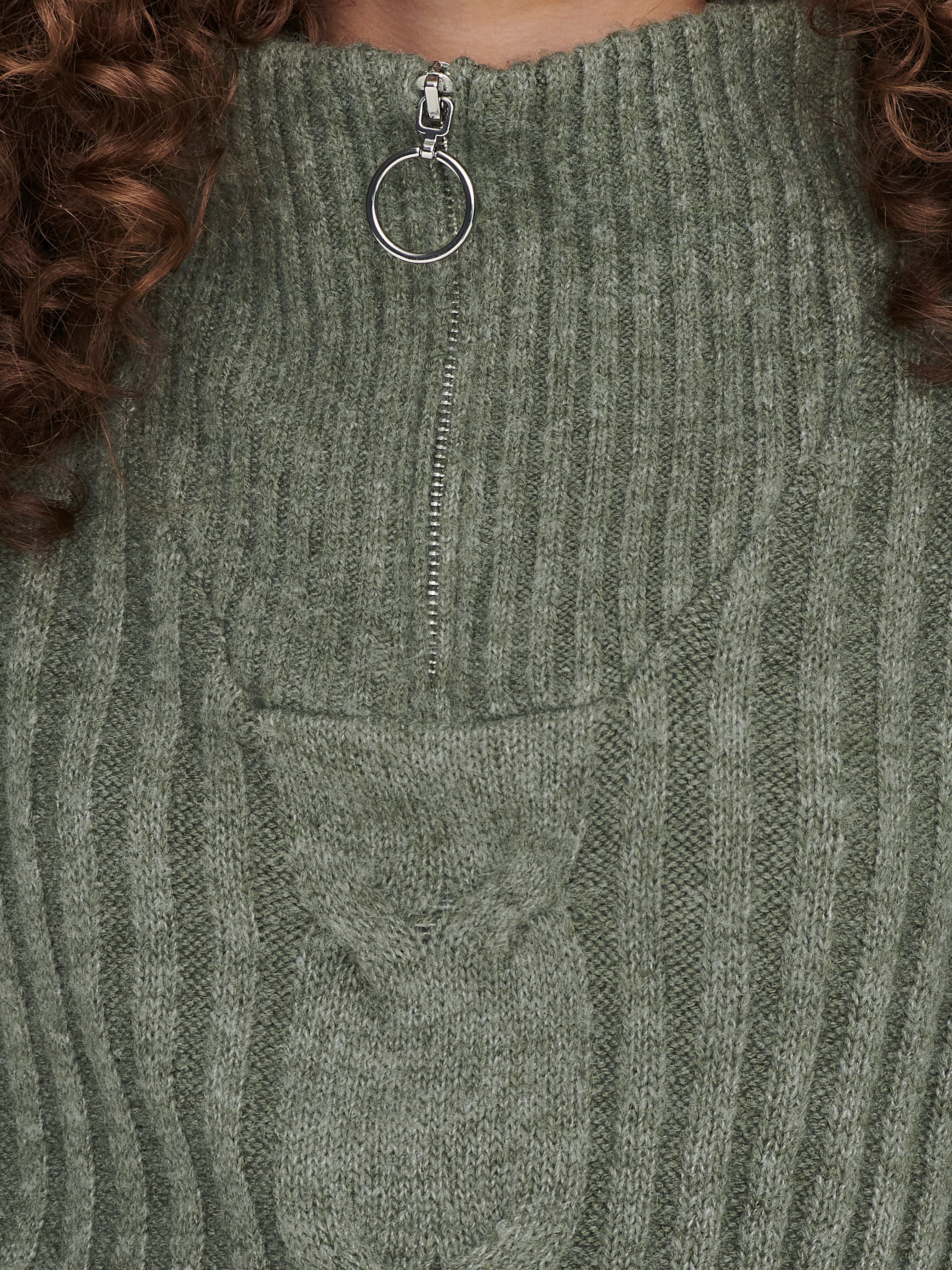 JDY Stehkragenpullover »JDYANDREA L/S ZIP CABLE PULLOVE KNT NOOS«