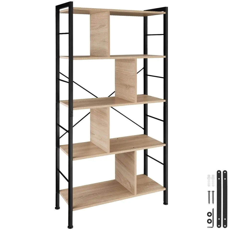 tectake Wandkast Charleston 75.5x30x155cm, Industrieel Licht Hout, Eiken Sonoma