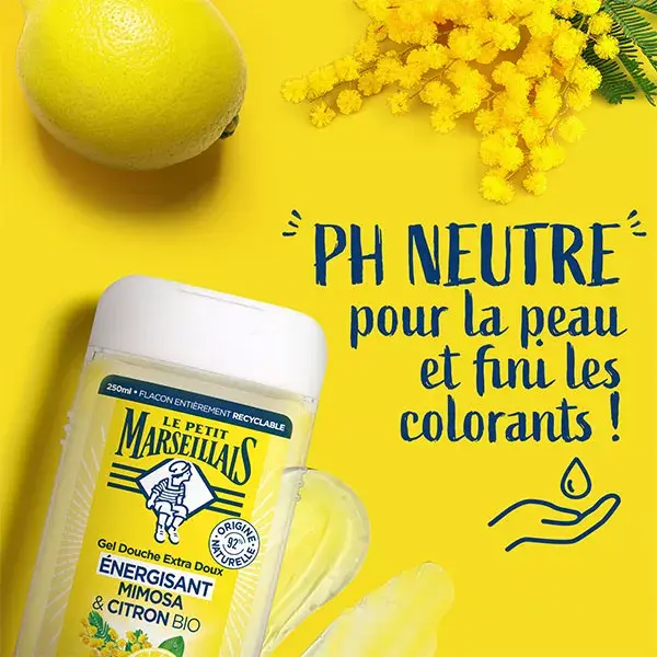 Le Petit Marseillais Gel de banho energizante extra suave com mimosa orgânica e limão 250ml