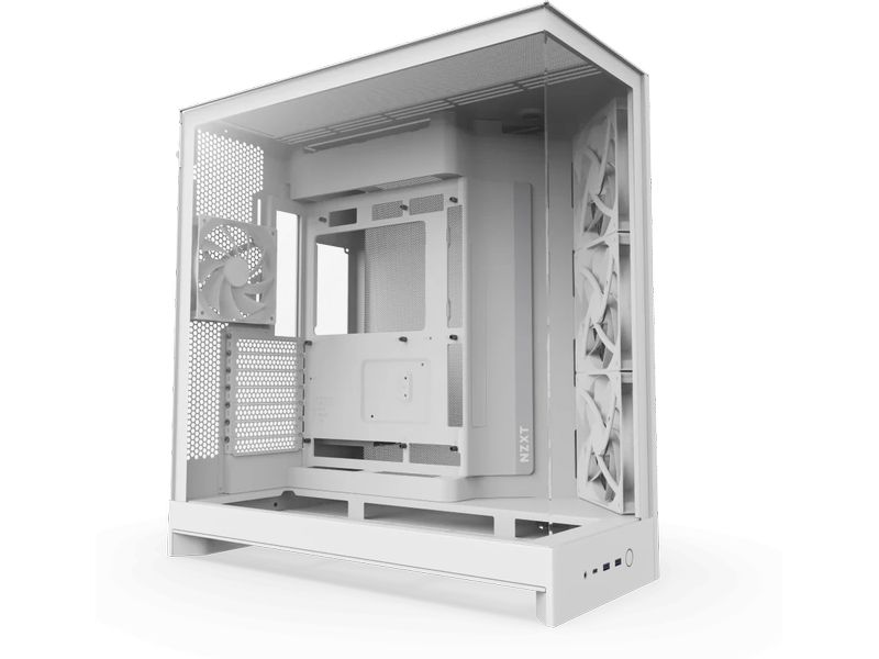 NZXT PC-Gehäuse H9 Flow Weiss Mid-Tower-Gehäuse mit optimaler Kühlung und gehärtetem Glas