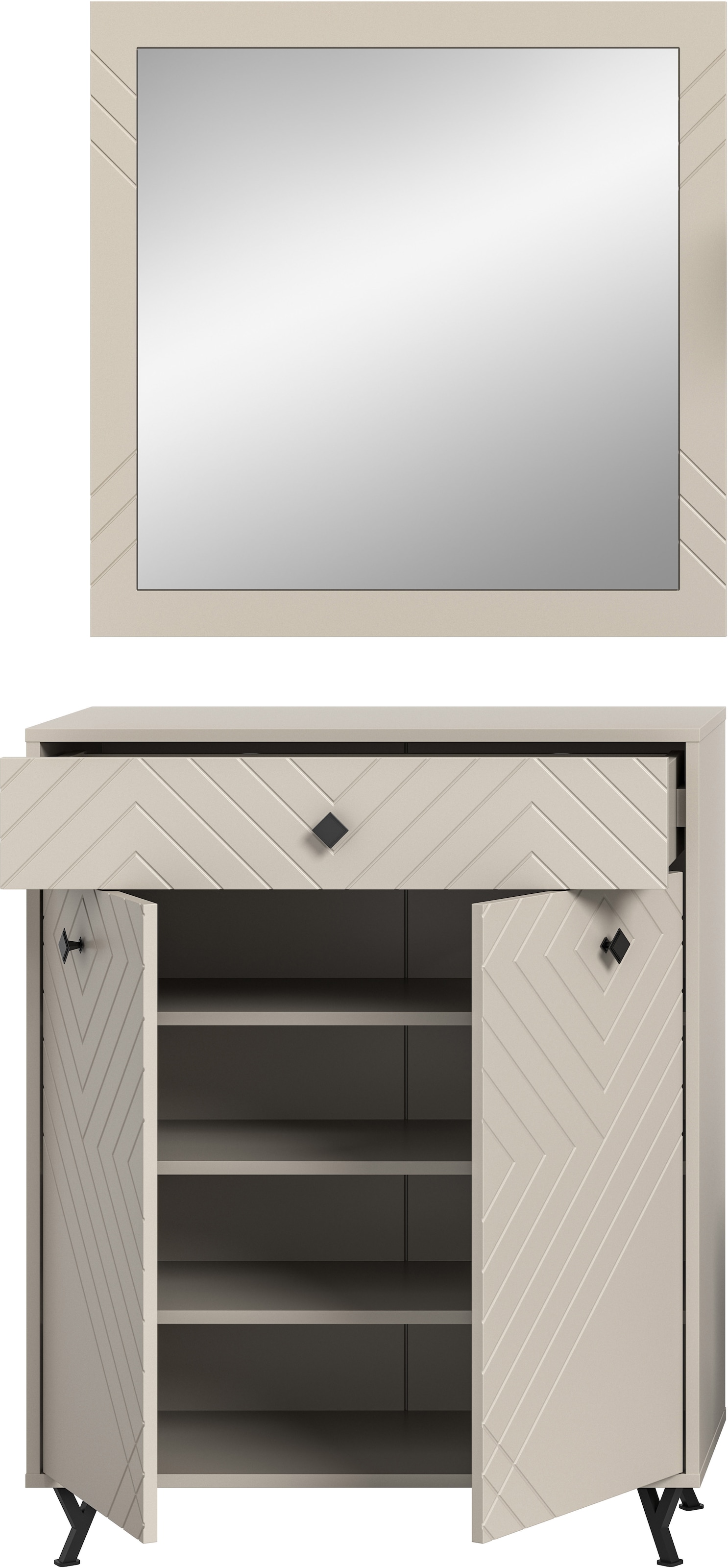 INOSIGN Garderoben-Set »Mento, 2-teilig, Ornamentfräsung in der Front, bestehend aus:« Set, 2 Stk. tlg.