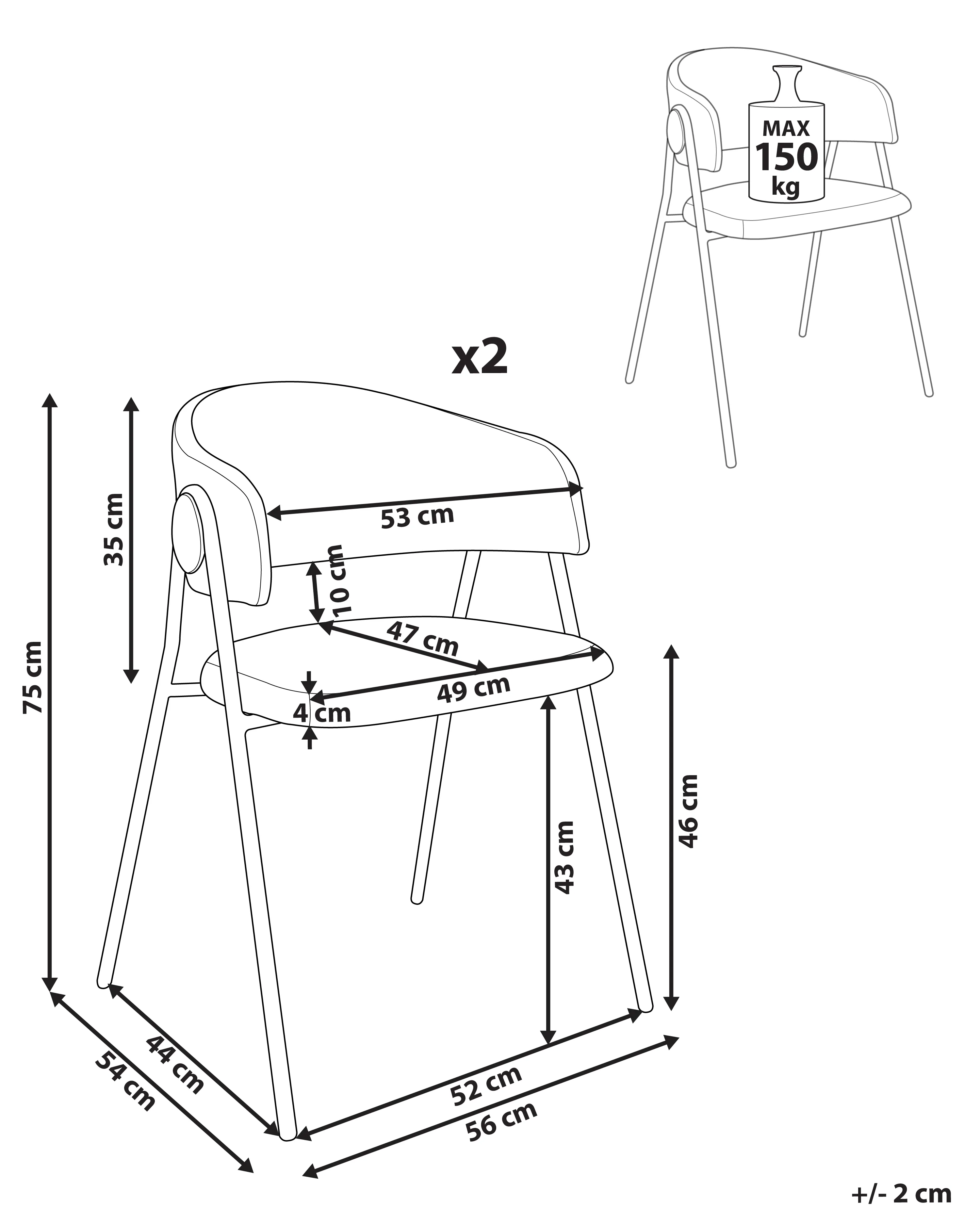 Set van 2 eetkamerstoelen ALANSON Chenille Lichtbeige