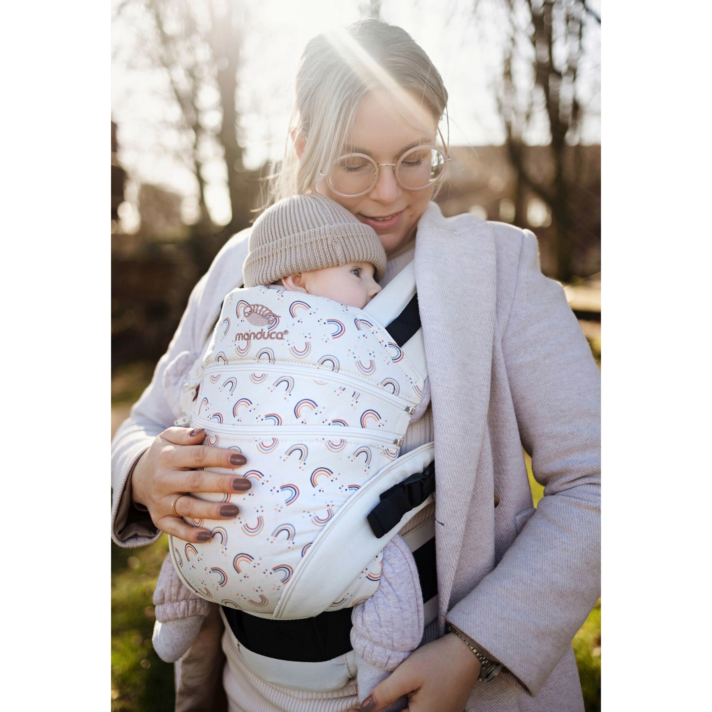 manduca® - XT Babytrage, 3 Tragepositionen, Limited Edition sand / print