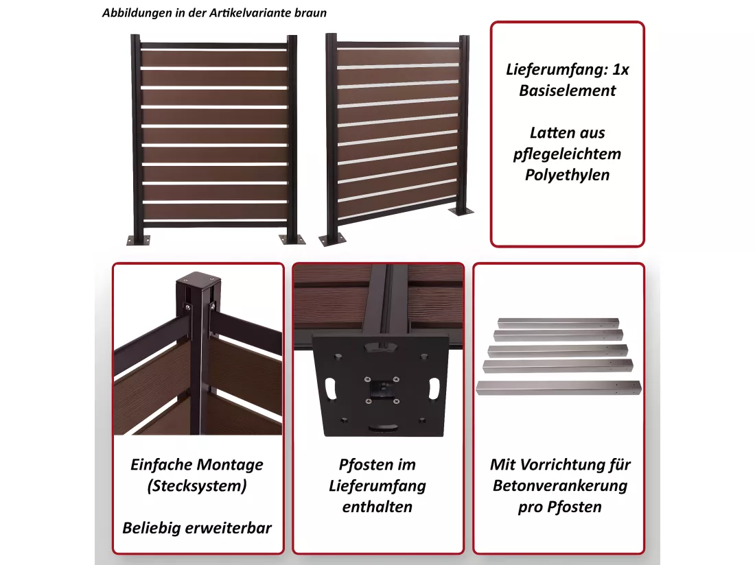 Clôture pour poubelles en aluminium MCW-K57, anthracite