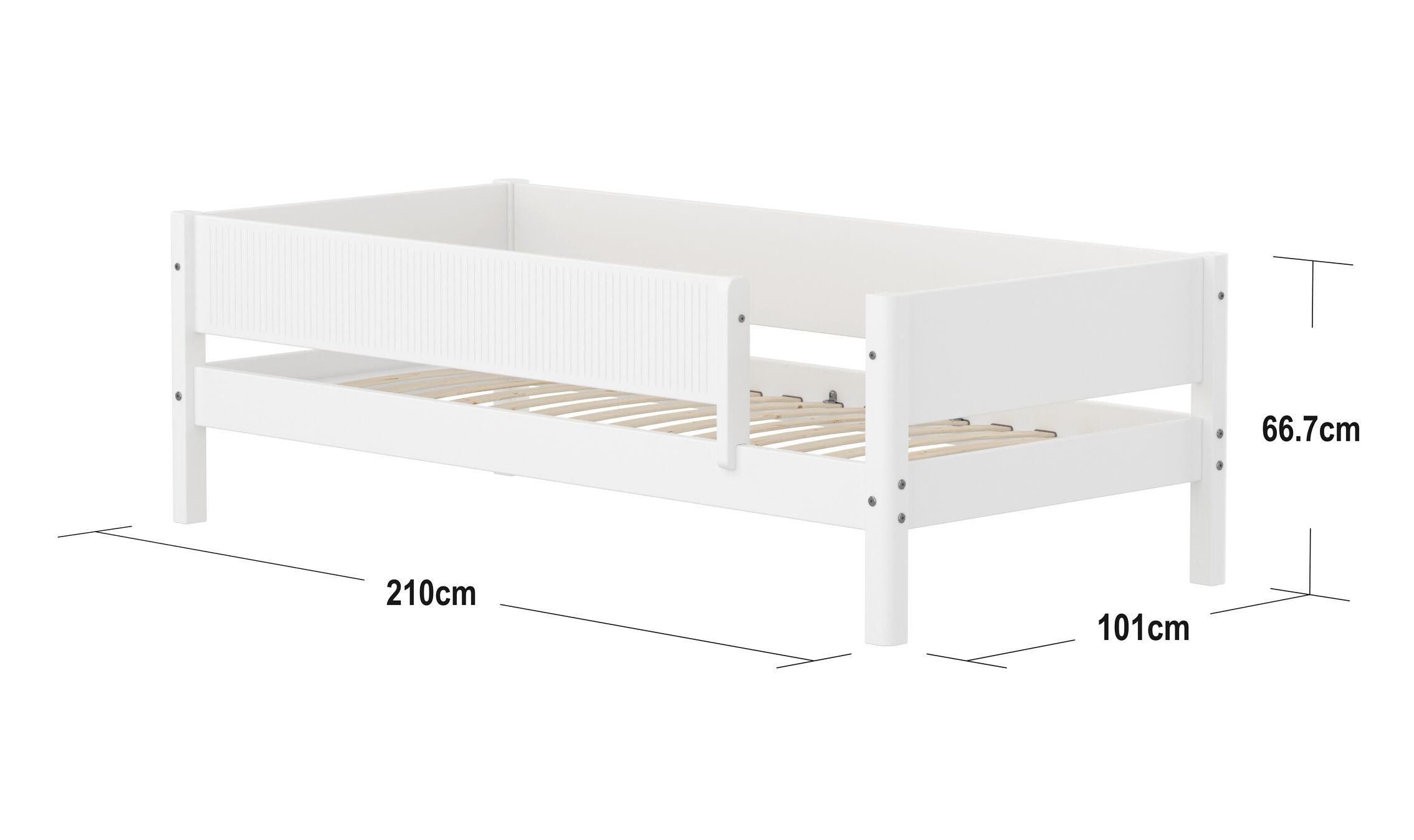 Flexa WHITE Einzelbett - Weiss / B: 101.0 cm x T: 210.0 cm x H: 67.0 cm