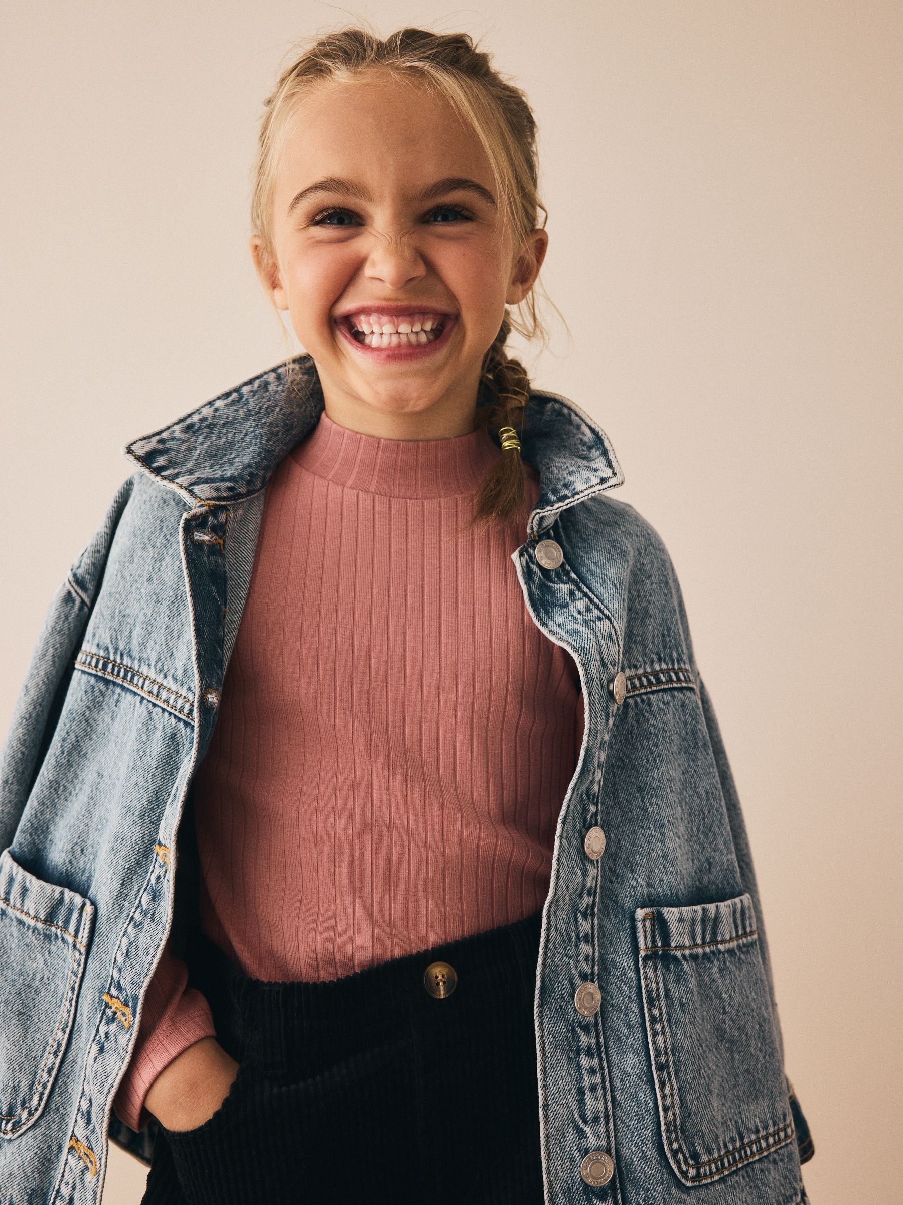 Multi Plain - High Neck Ribbed Tops 3 Pack (3-16yrs)