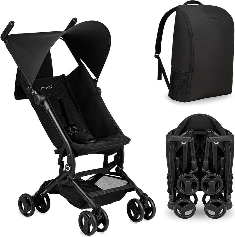 Momi Grace Black Compacte Buggy - Lichtgewicht en Opvouwbaar - Inclusief Rugzak