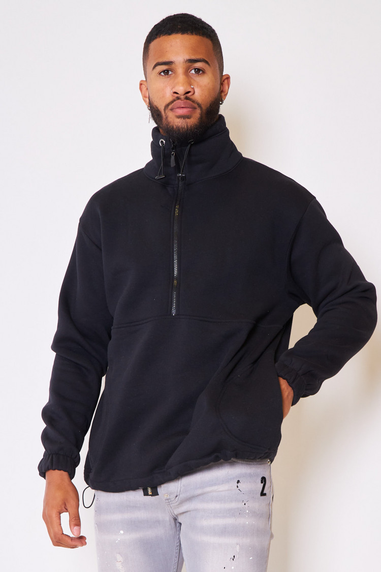 Sweat demi-zip noir