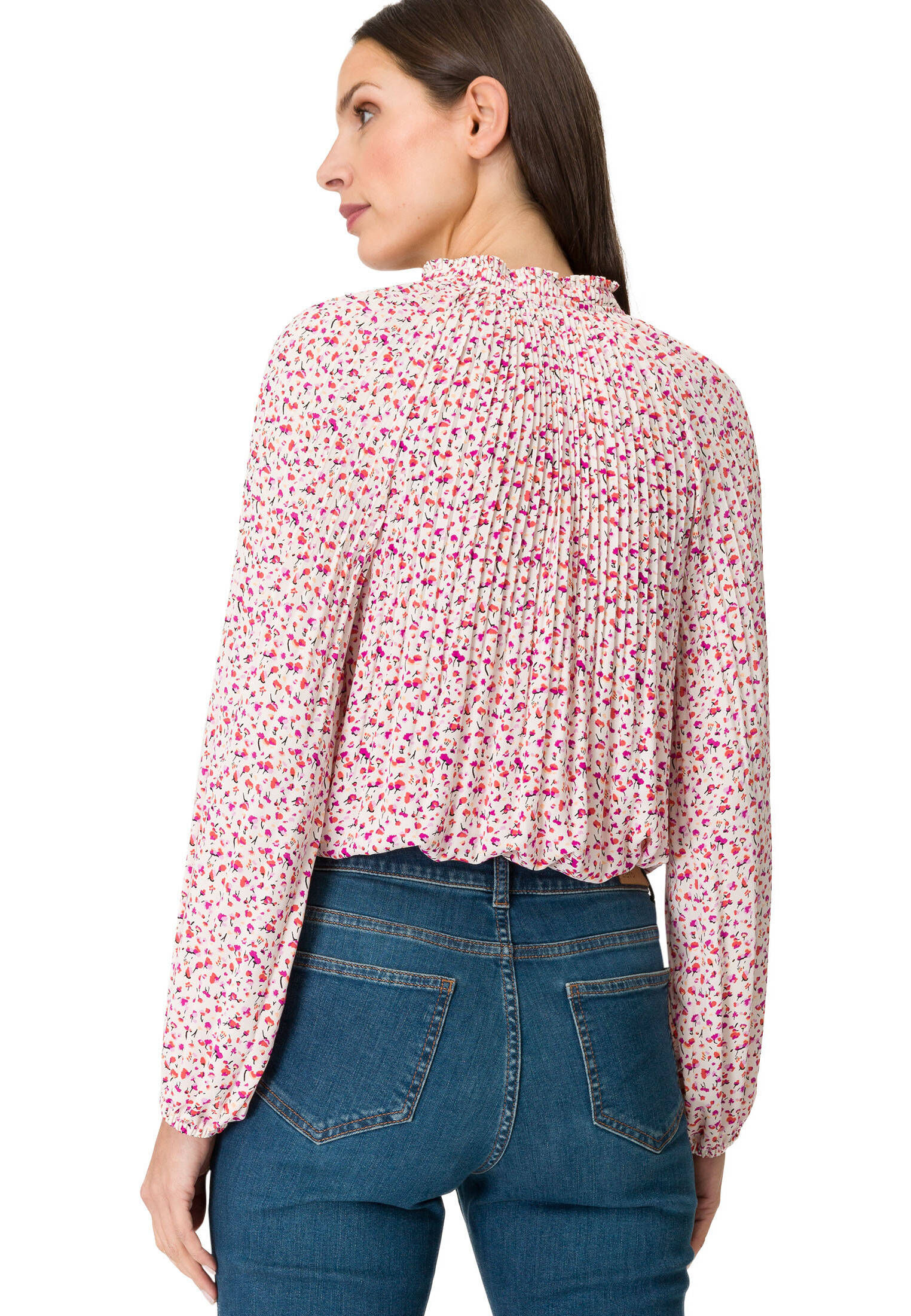 zero| Damen Plissee Bluse mit Blumen