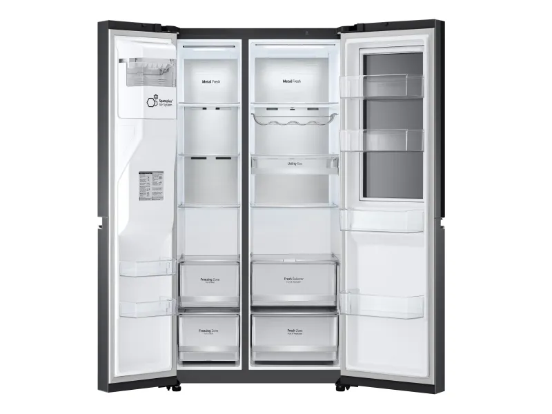 LG GSXV90MCAE - Køleskab/fryser - side ved side med vanddispenser, isdispenser - Wi-Fi - bredde: 91.3 cm - dybde: 73.5 cm - højde: 179 cm - 635 liter - Klasse E - kulsort