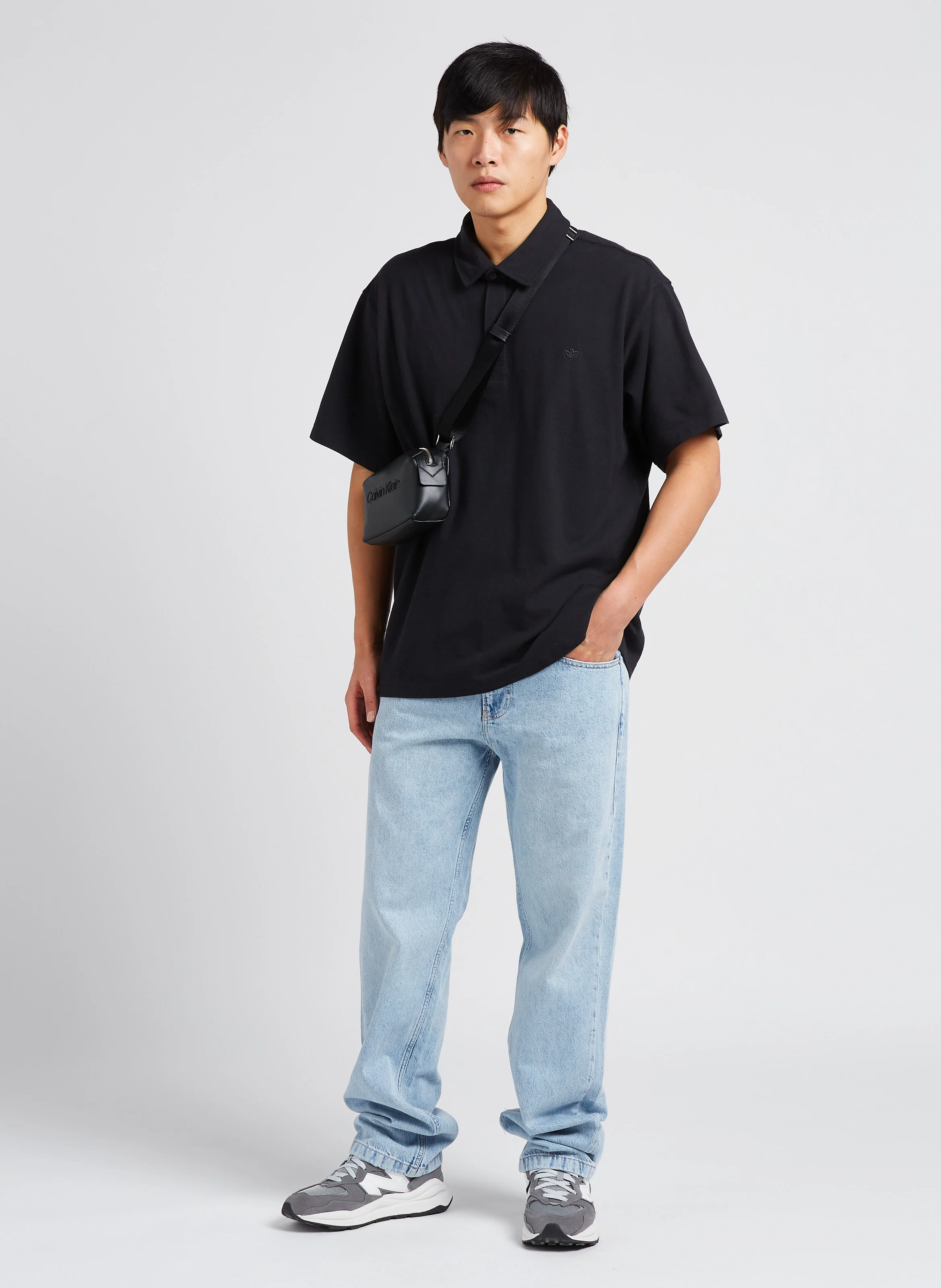 Polo col classique en coton| Noir