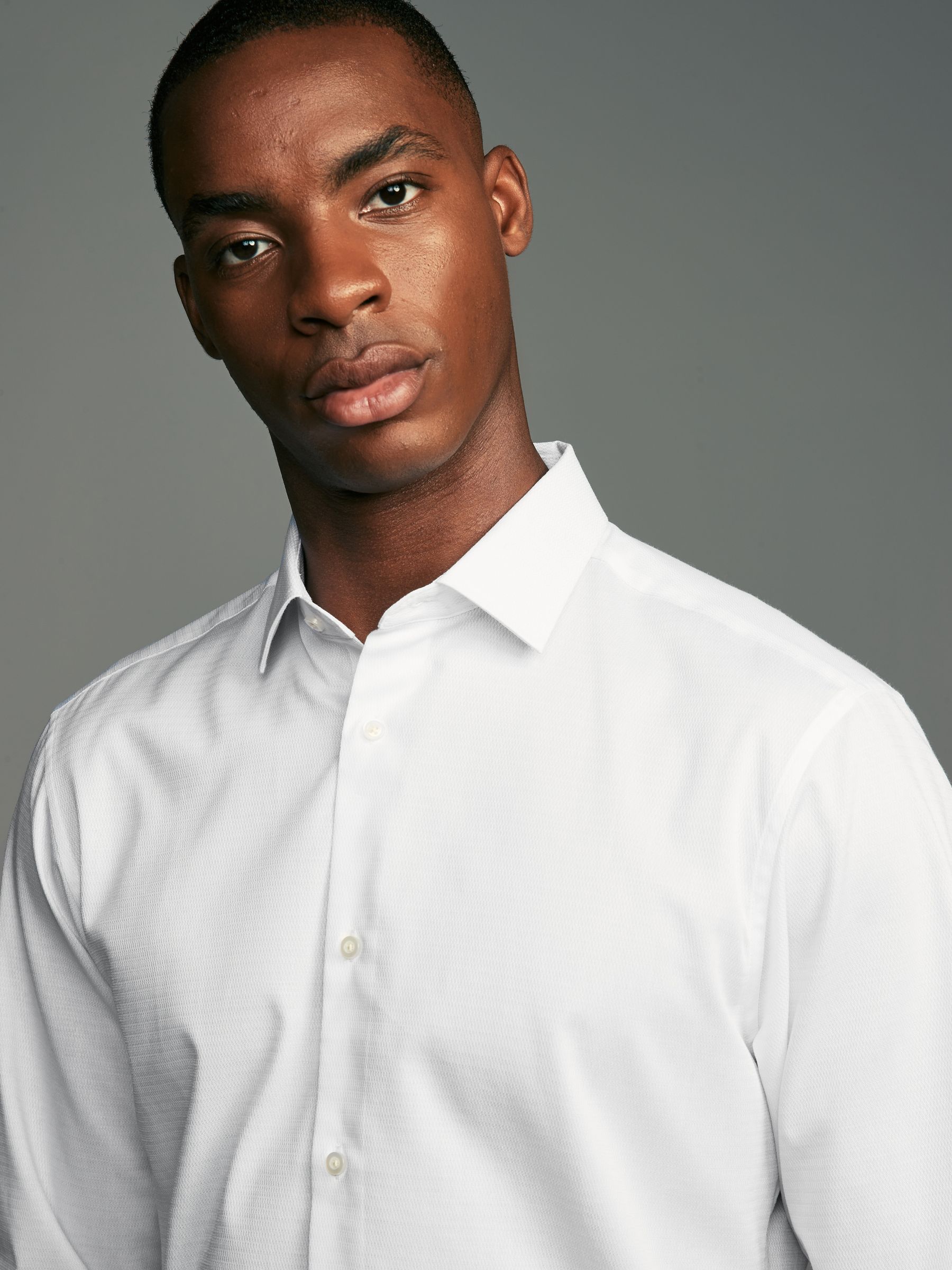 Wit - Easy Care Textured Slim Fit Single Cuff Smart Shirts 2 Pack
