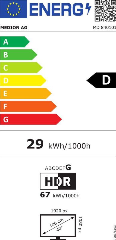 MEDION - MD 840101 - Full HD TV - 100,3 cm - Smart TV - HDR - Bluetooth