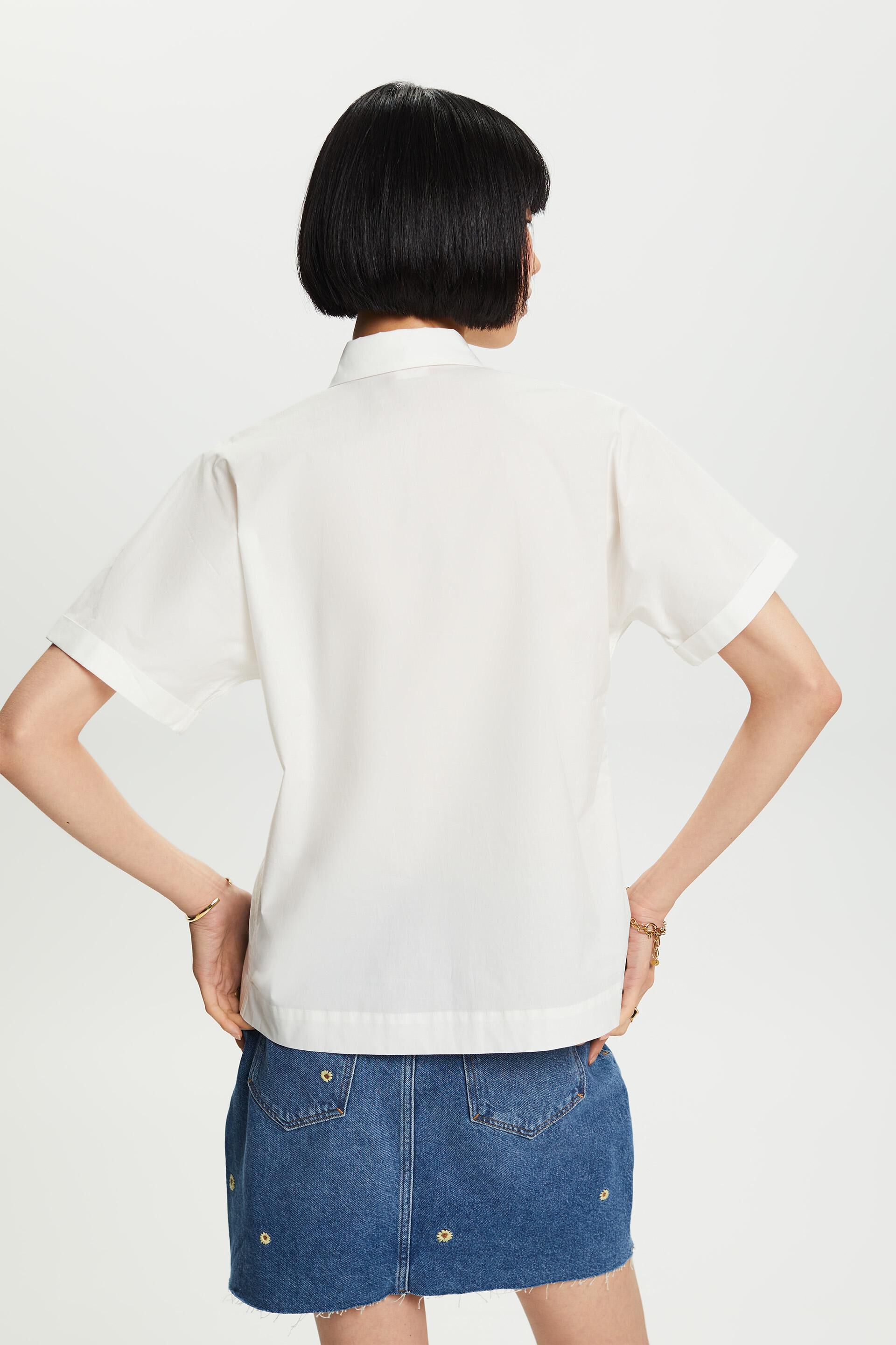 Chemise à manches courtes en popeline de coton