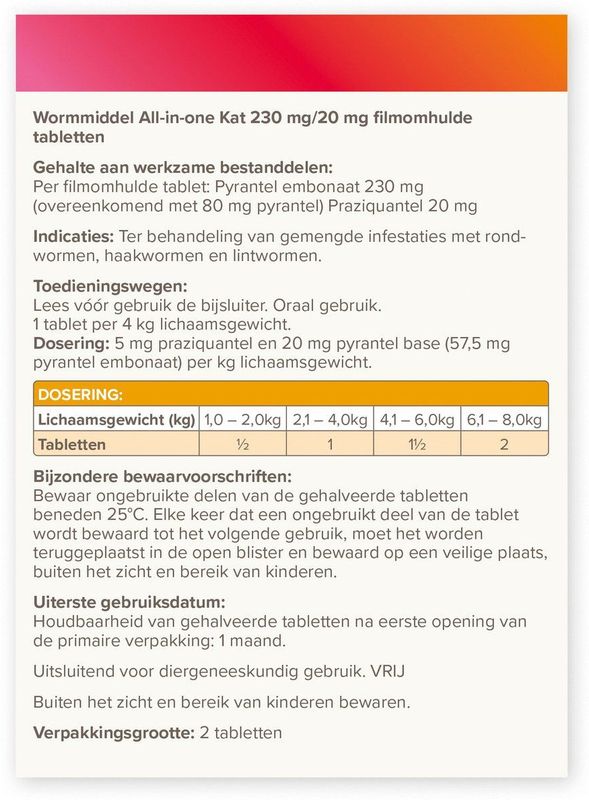 Beaphar All-in-one Ontworming Tabletten Kat Vanaf 1 kg 2 tabletten