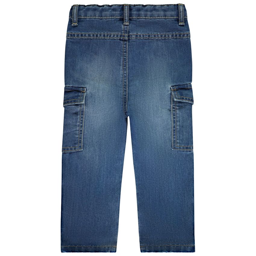 Jean cargo effet used pour bébé garçon - Bleu