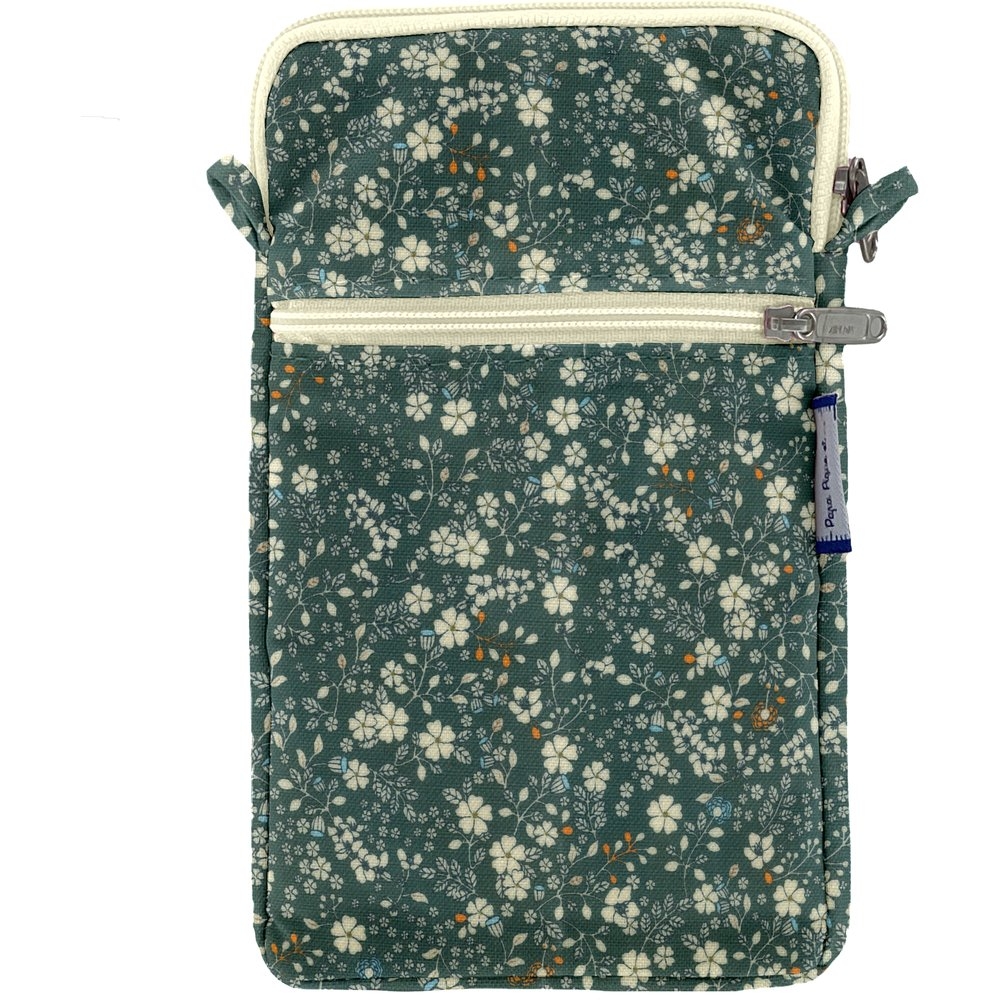 Pochette Téléphone Matelassée Fleuri Kaki