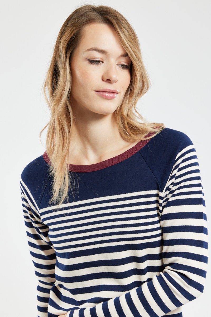 Chemise de nuit à rayures placées - coton épais