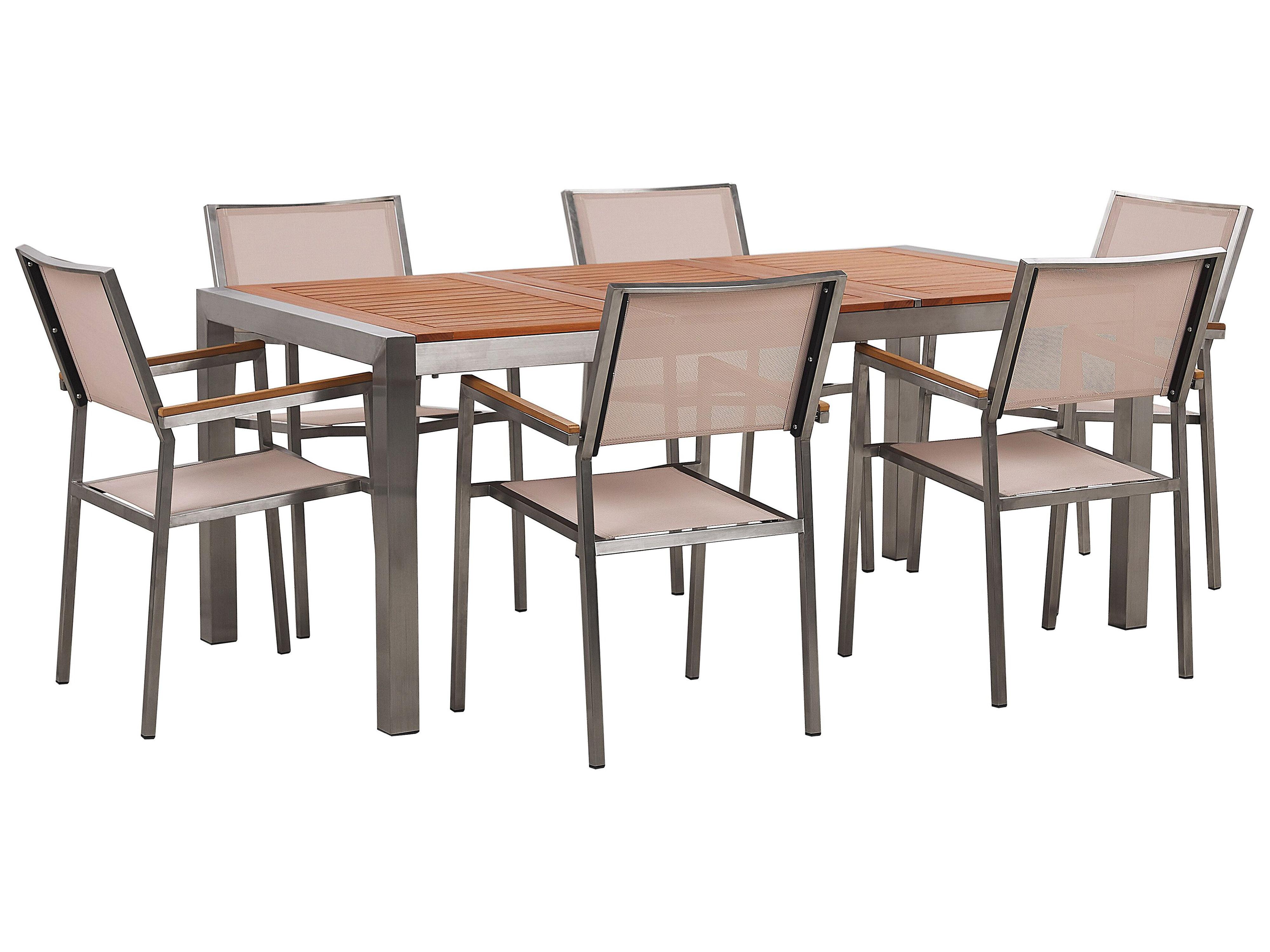 Tuinset 6-zits GROSSETO Eucalyptushout Bruin/beige