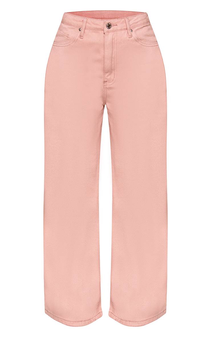 Rose Jean Droit Petite Taille Rose Poudré