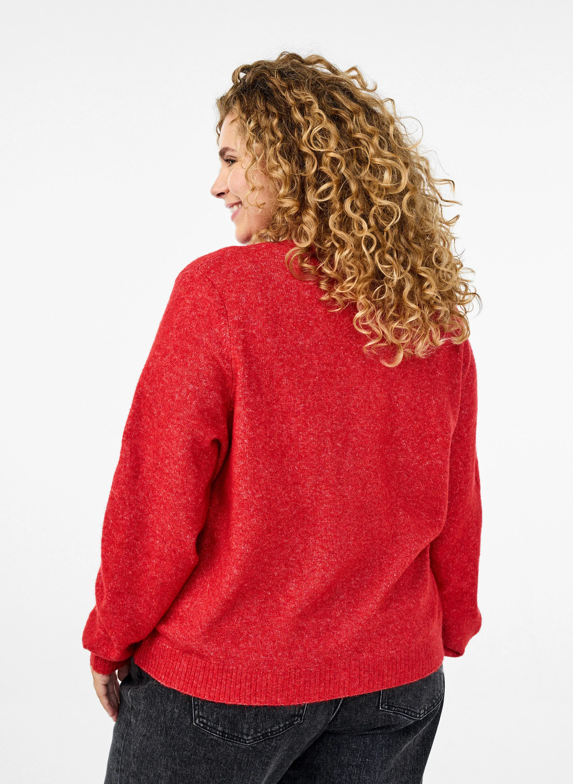 Strik cardigan med uld og hjerteknapper