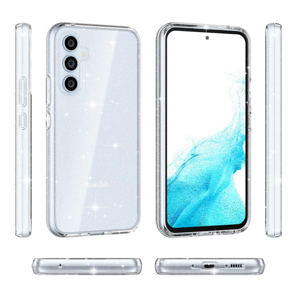 Samsung Galaxy A54 5G Hybrid Hardcase Schutzhülle im Glitzer Design - Silber / Transparent