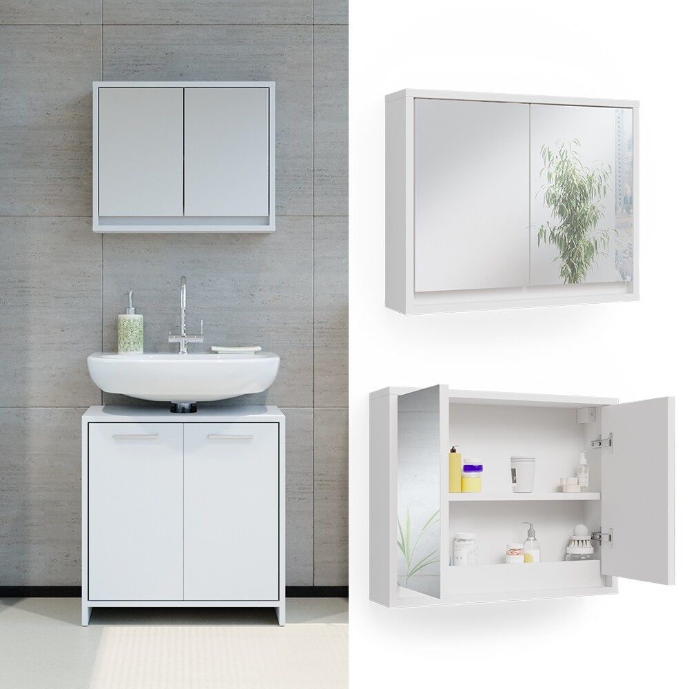 Vicco Spiegelschrank Badspiegelschrank Badschrank Mila Weiß Badspiegel Ablage