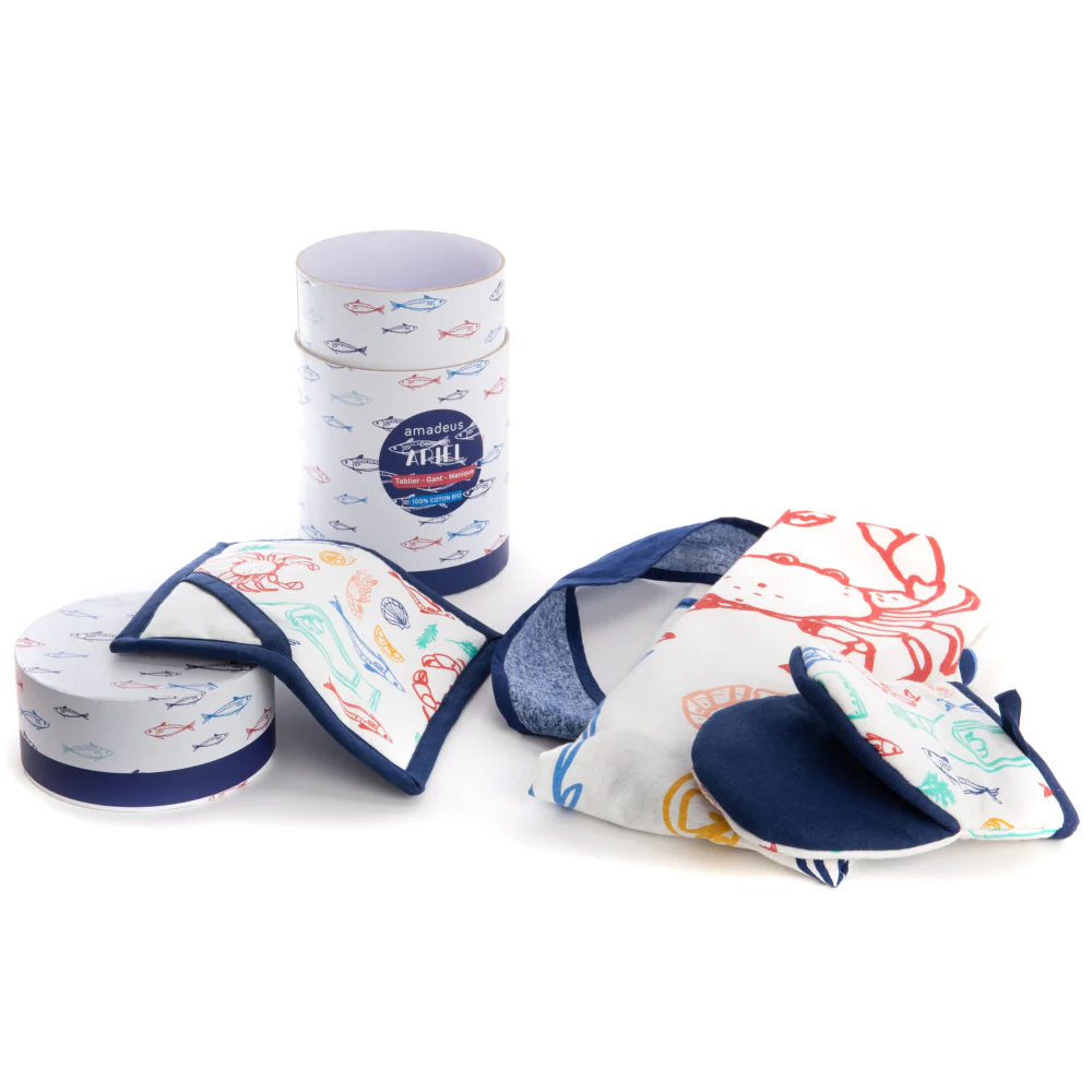 Lot tablier, gant et manique Ariel Amadeus