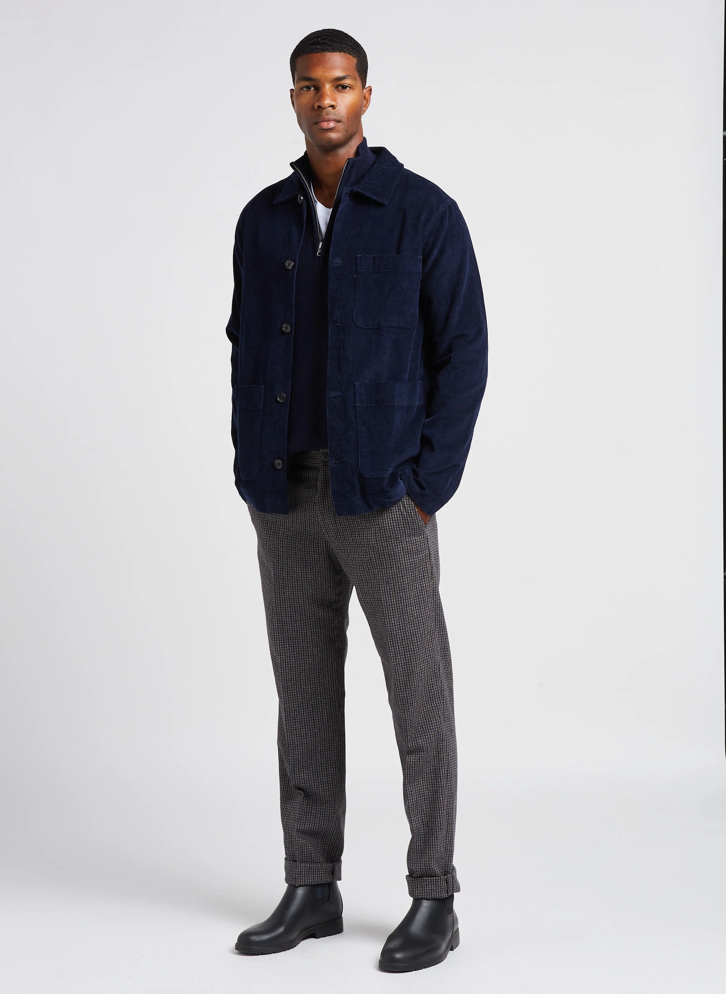 Pantalon droit en laine mélangée | Gris