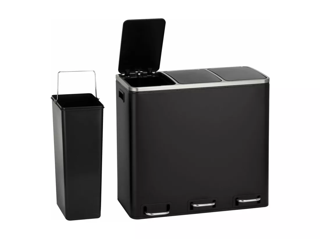 Poubelle à pédale 54L en inox