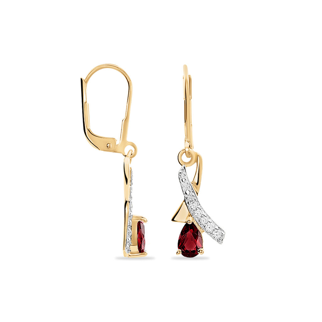 Boucles D'oreilles Pendantes Dyanah Plaque Or Jaune Oxyde De Zirconium