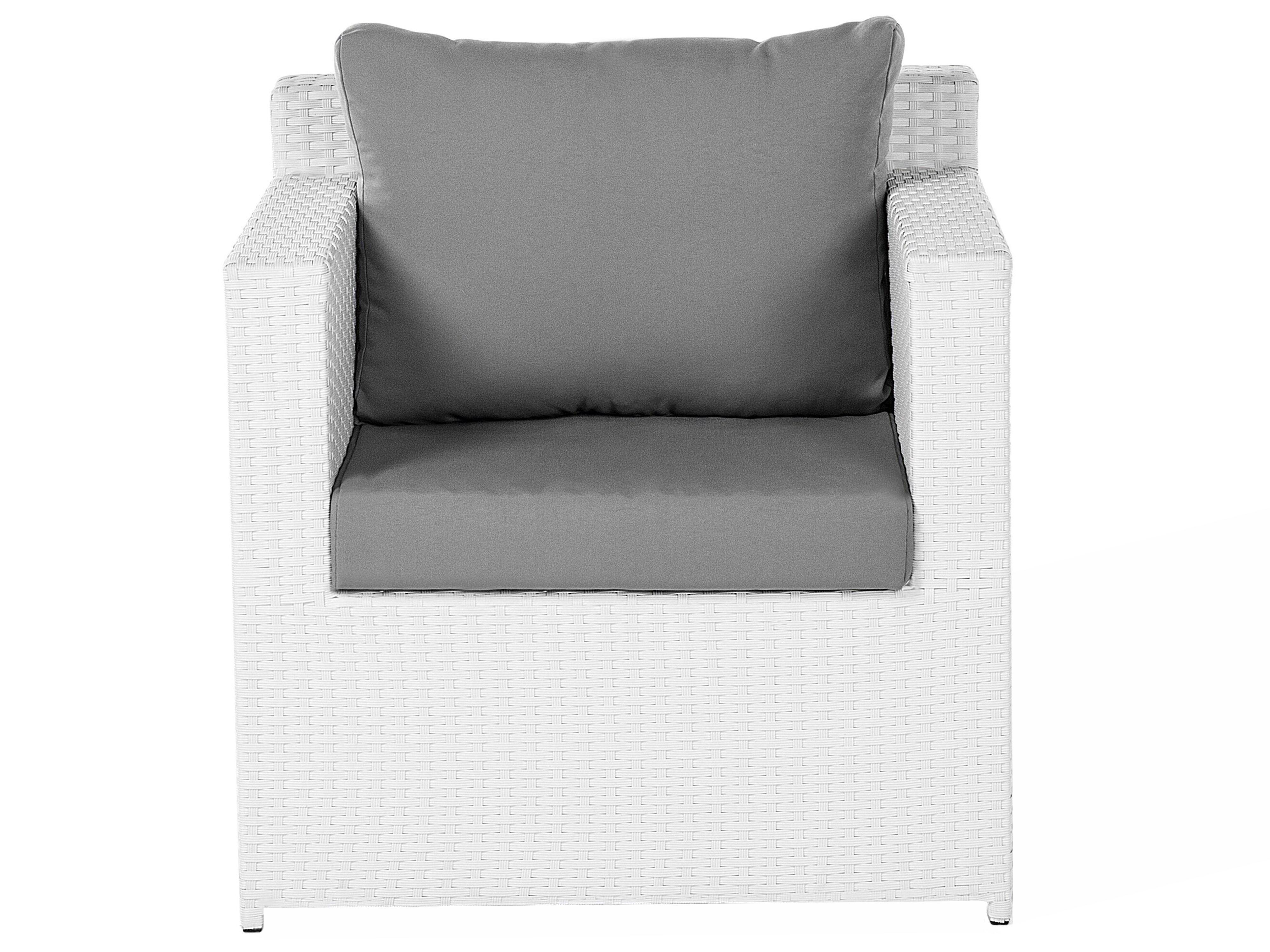 Loungeset met tafel en ottomaan 6-zits ROMA PE rotan Wit