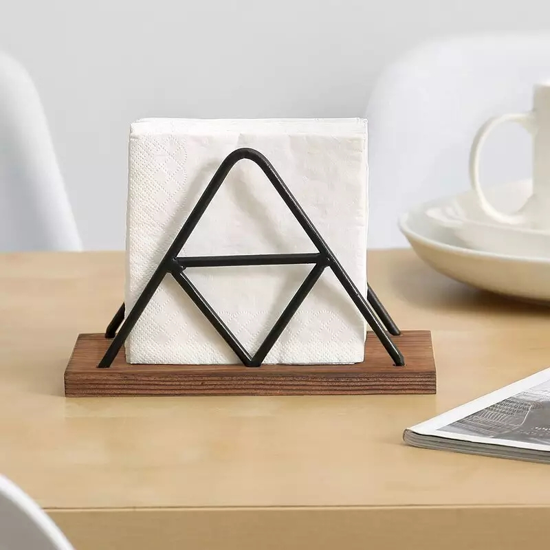 (18x12cm) Servietten Ständer Triangel Tischdeko Mundtuch Halter - Braun / Schwarz
