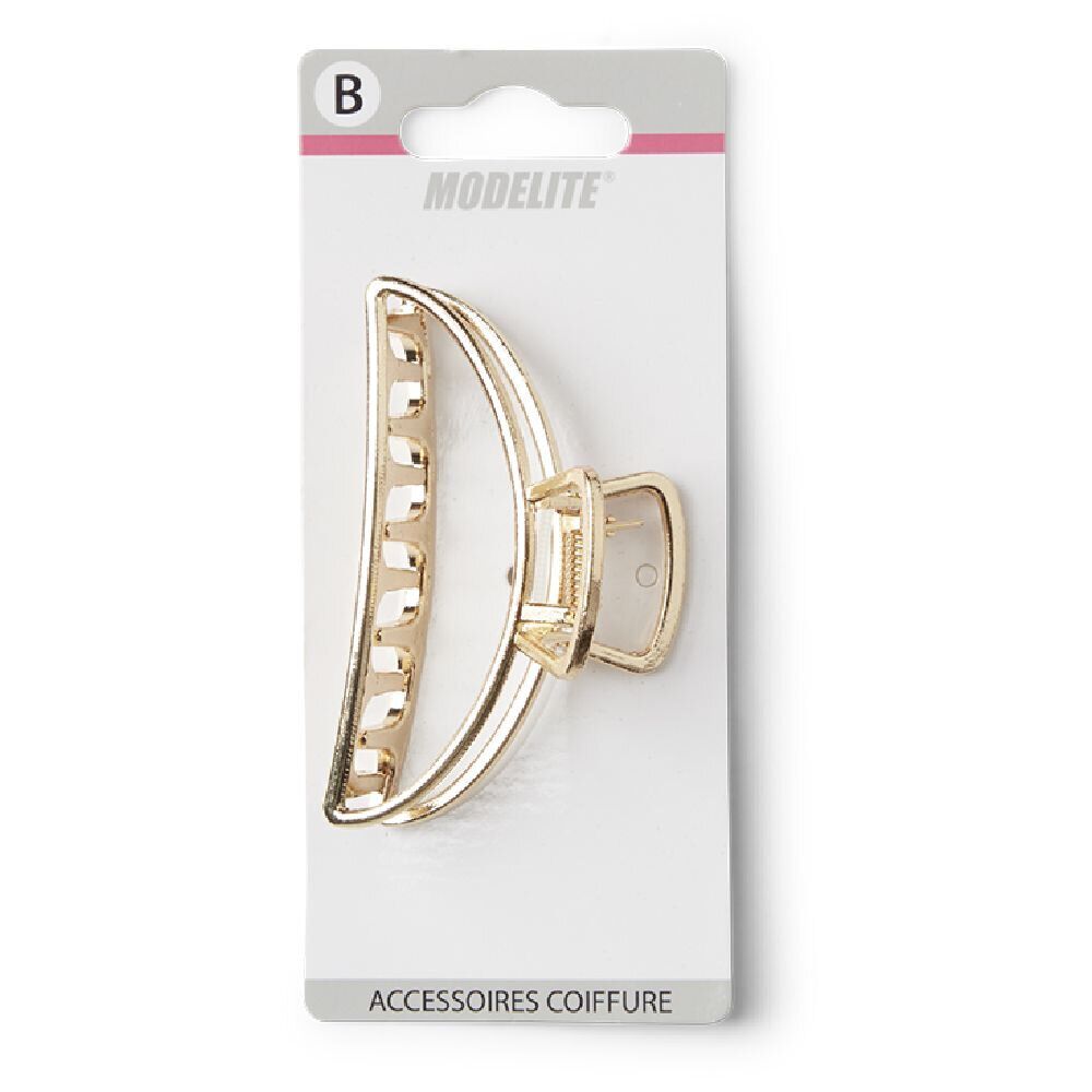 Pince cheveux crabe doré brillant arrondie L8cm