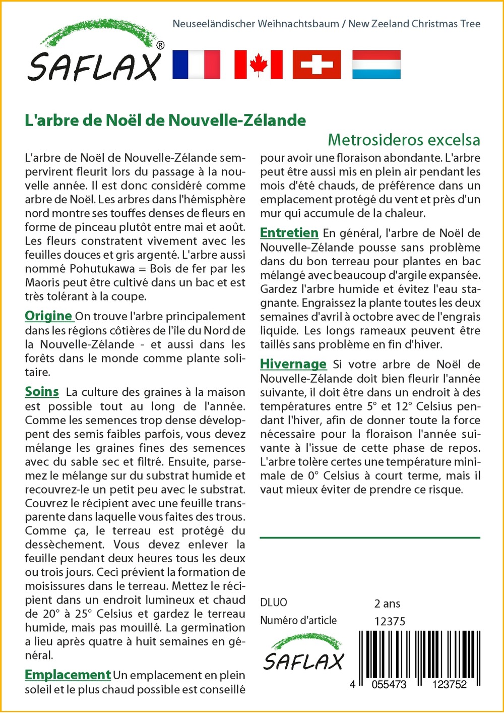 Jardin dans le sac - l'arbre de noël de nouvelle-zélande - 300 graines - metrosideros excelsa