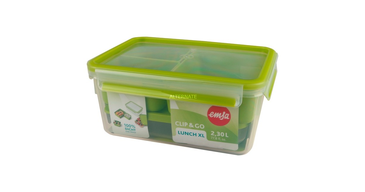 EmsaClip & Go Lunchbox XL 2,3 l  (Groen/transparant)