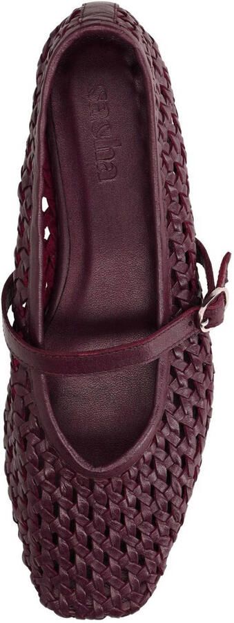 Sacha Dames Bordeaux rode gevlochten ballerina's
