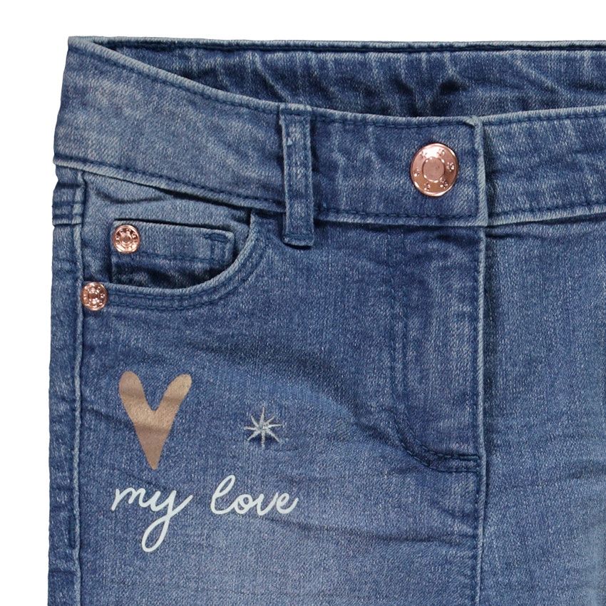 Jean slim denim avec print fantaisie pour fille - Bleu moyen