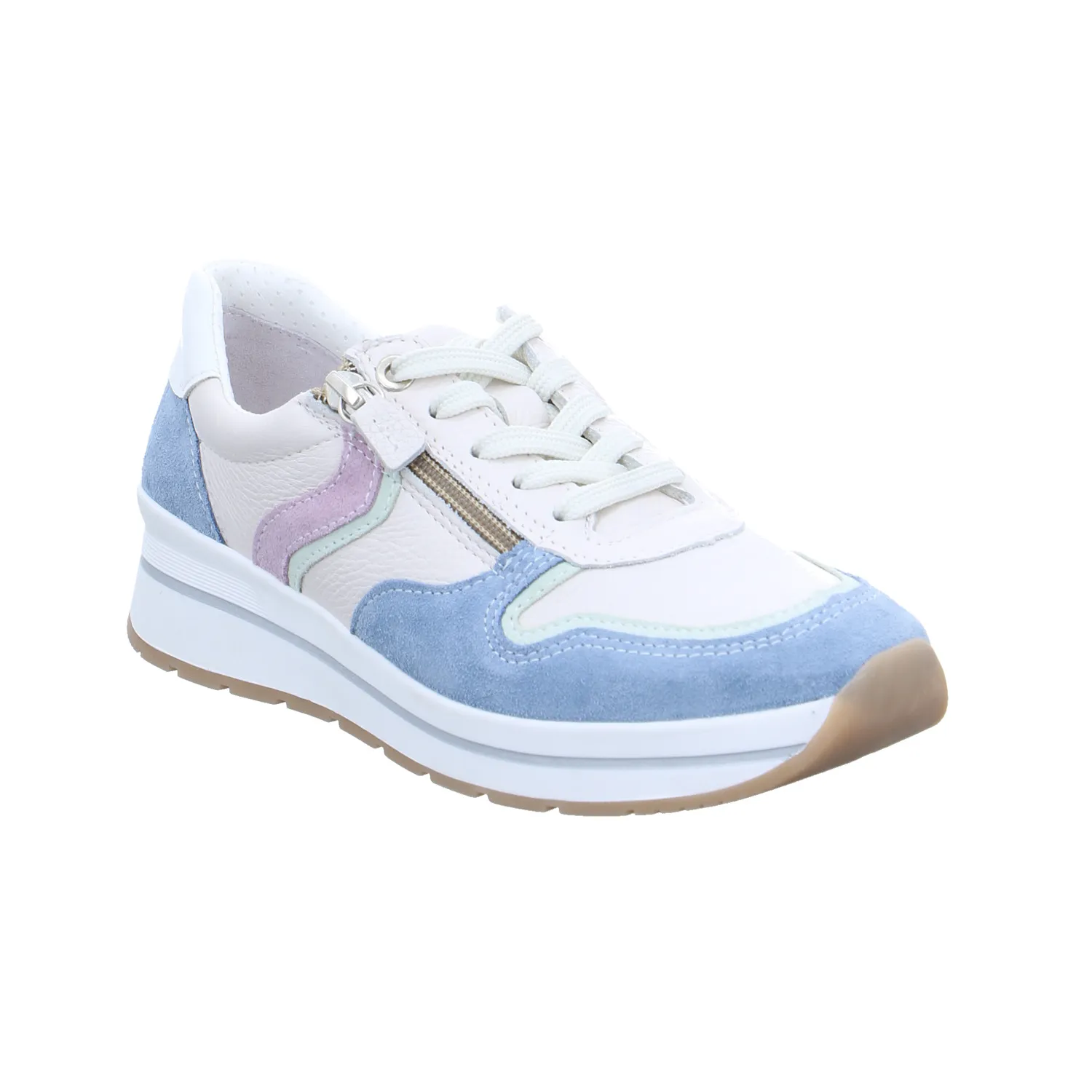 VAN DER LAAN Comfort-Schnürer Hellblau Leder  