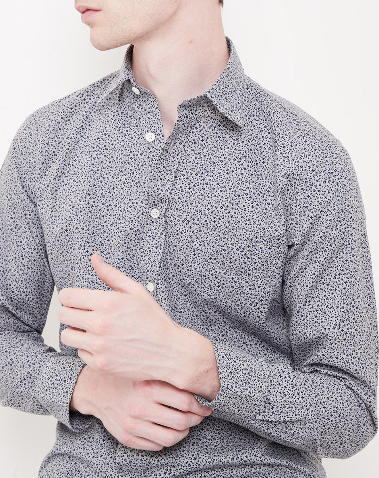 Hartford Chemise Slim Storm à fleurs gris/bleu