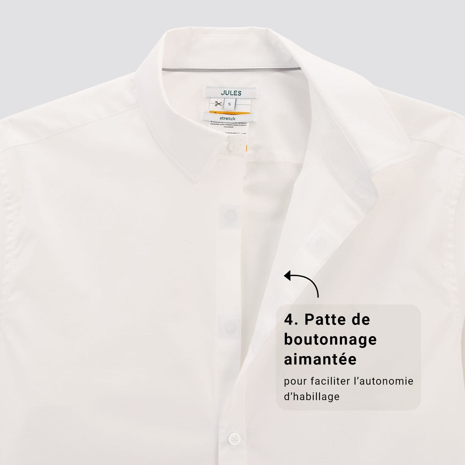Chemise regular pour personne à mobilité réduite Blanc