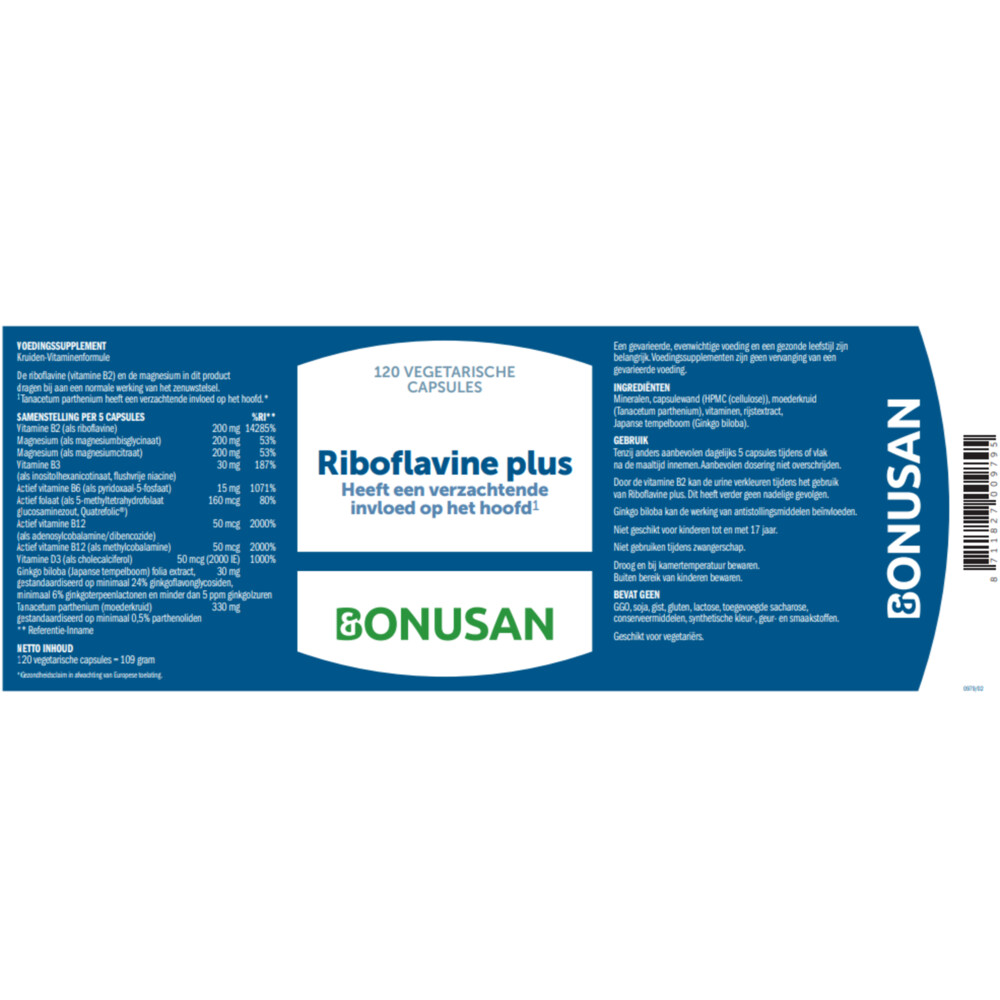 Bonusan Riboflavine Plus120 capsules