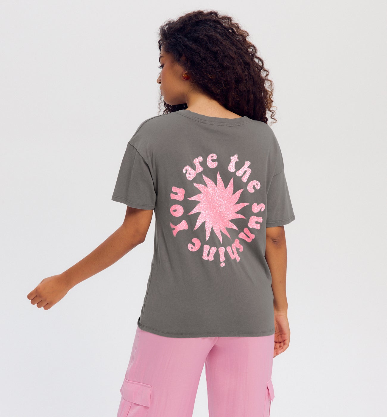 T-shirt à message Femme - Imprimé gris