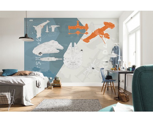 Fotobehangpapier 8-4001 Disney Edition 4 Star Wars Technisch Plan 8-delige set 368 x 254 cm