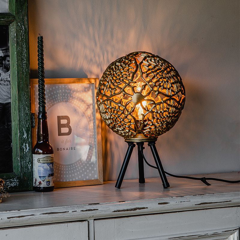 Art Deco tafellamp tripod goud met zwart - Maro