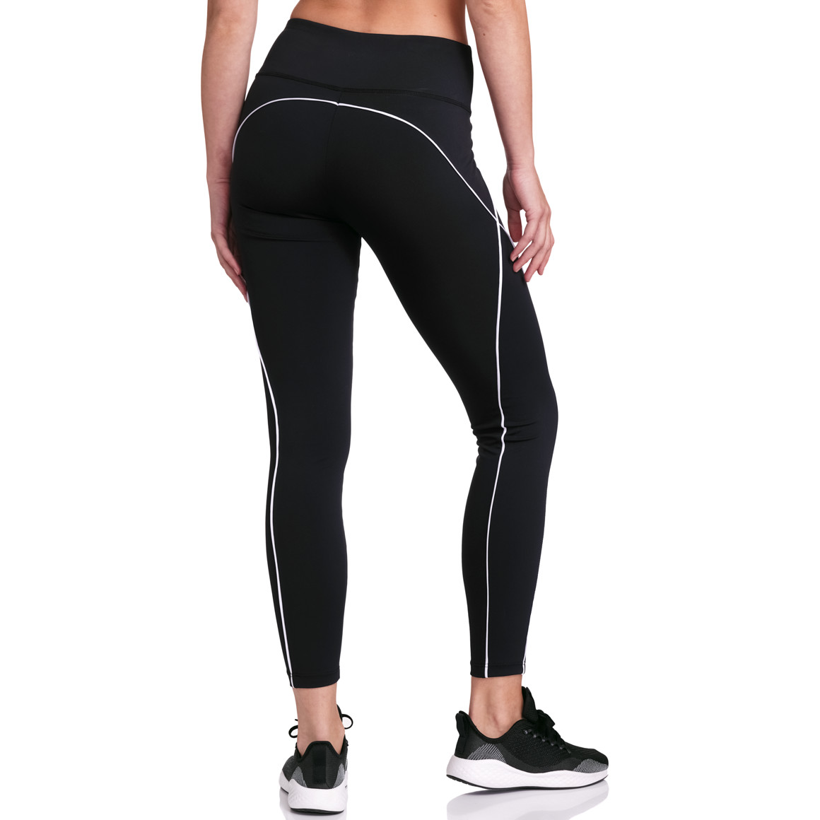 Gina Sports Damen Sport-Leggings mit Kontrastpiping schwarz