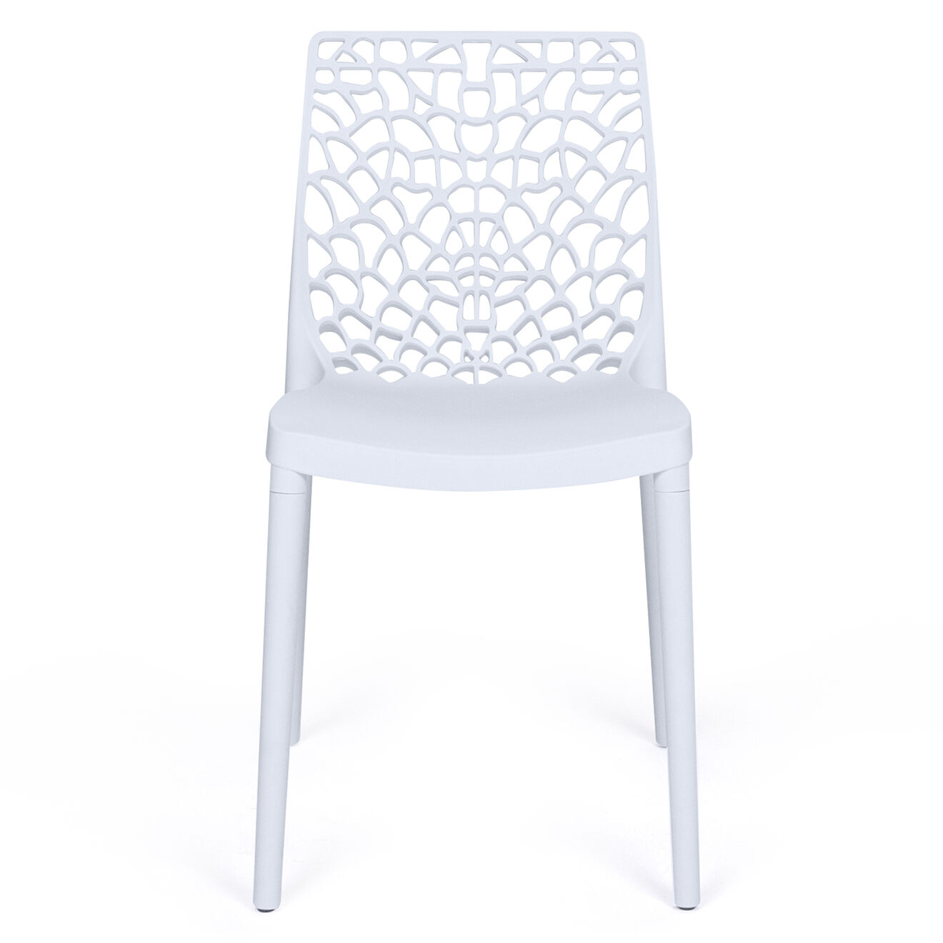 Idomya 4 Chaises de jardin empilables Dahlia blanches - 45.5x52.5x81.5 cm