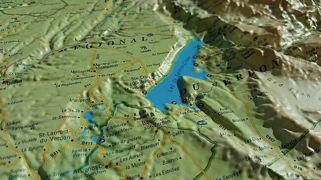 3D MAP - RELIEF LE VERDON 61X41