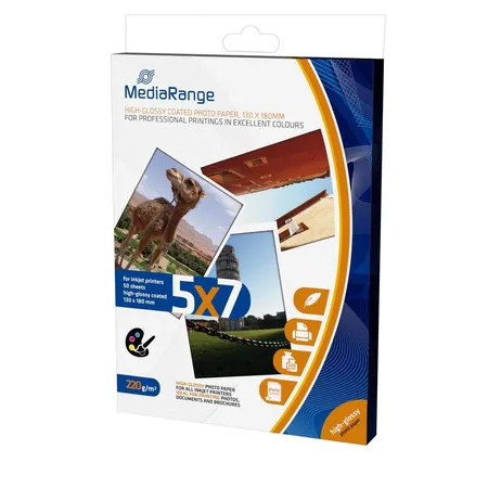 MediaRange 50 Blatt hochglanz Fotopapier / Größe: 13x18cm / High Glossy 220g/m²
